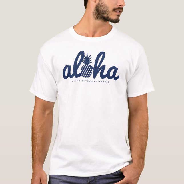 Aloha pineapple LogoColor-Navy T-Shirt (Front)