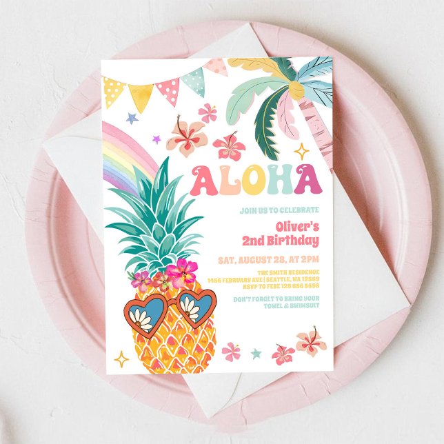 ALOHA Pineapple Luau Summer Birthday Invitation (Creator Uploaded)