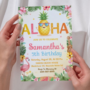 Aloha Pineapple Party Birthday Invitation