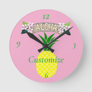 Aloha Pineapple Thunder_Cove Round Clock