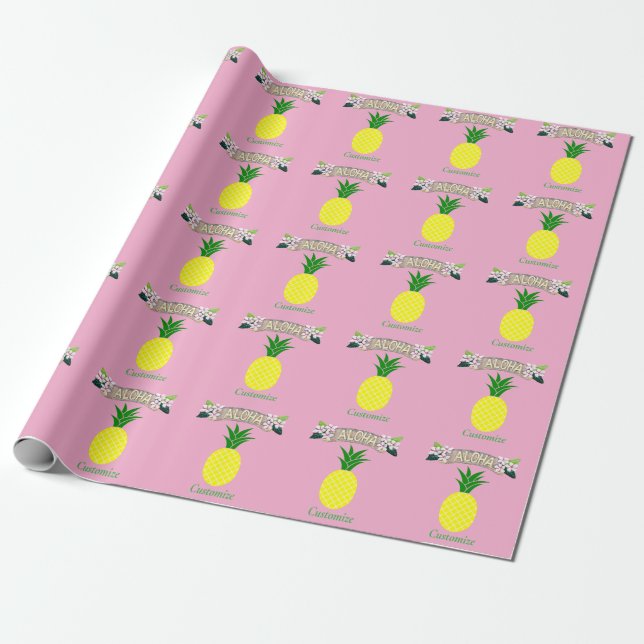 Aloha Pineapple Thunder_Cove Wrapping Paper (Unrolled)