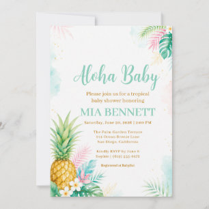 Aloha Pineapple Tropical Baby Shower Invitation