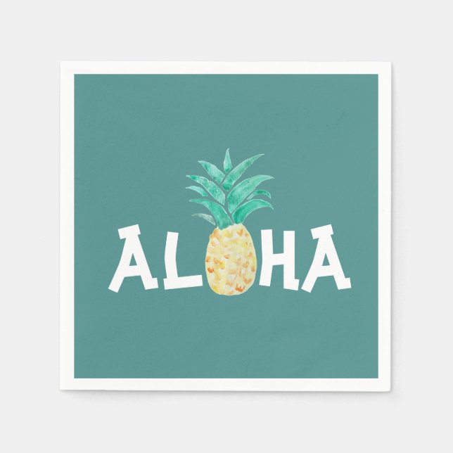 Aloha Pineapple Tropical Party Paper Napkin (Front)