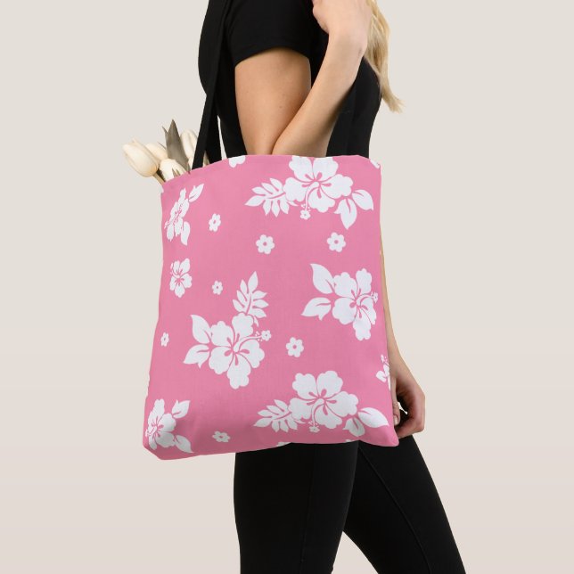 Aloha Pink Classic Hawaiian Pattern Tote Bag (Close Up)