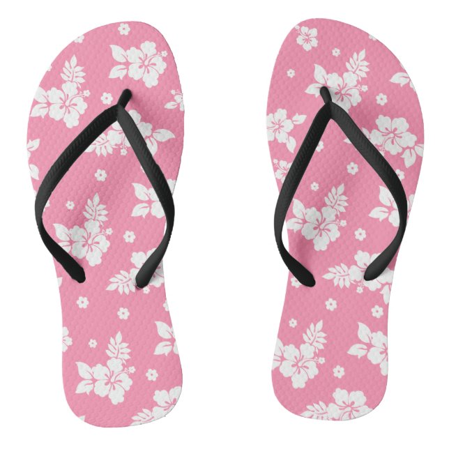 Aloha Pink Classic Hawaiian Seamless Pattern Thongs (Footbed)
