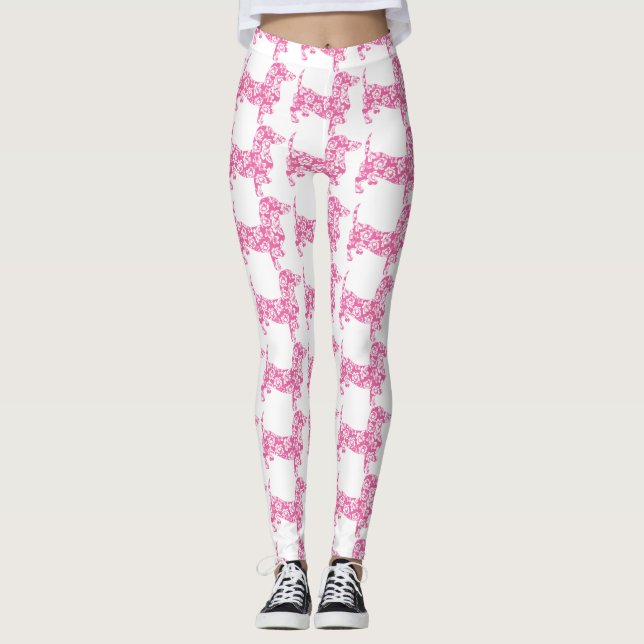 Aloha Pink Dachshund Leggings (Front)