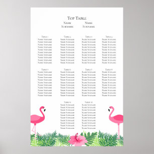 Aloha Pink Flamingo Tropical Wedding Seating Plan Poster