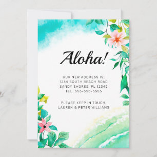 Aloha Pink Floral Beach Moving Announcement