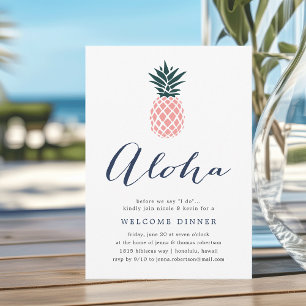 Aloha Pink Pineapple Welcome Dinner Invitation