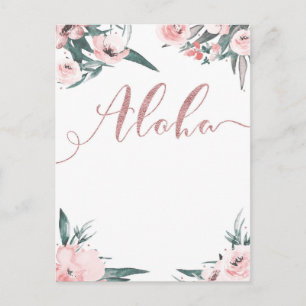 Aloha Pink Tropical Floral Modern Save the Date Announcement Postcard