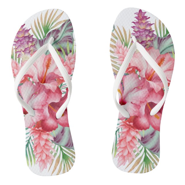 Aloha Pink Tropical Floral Thongs (Footbed)