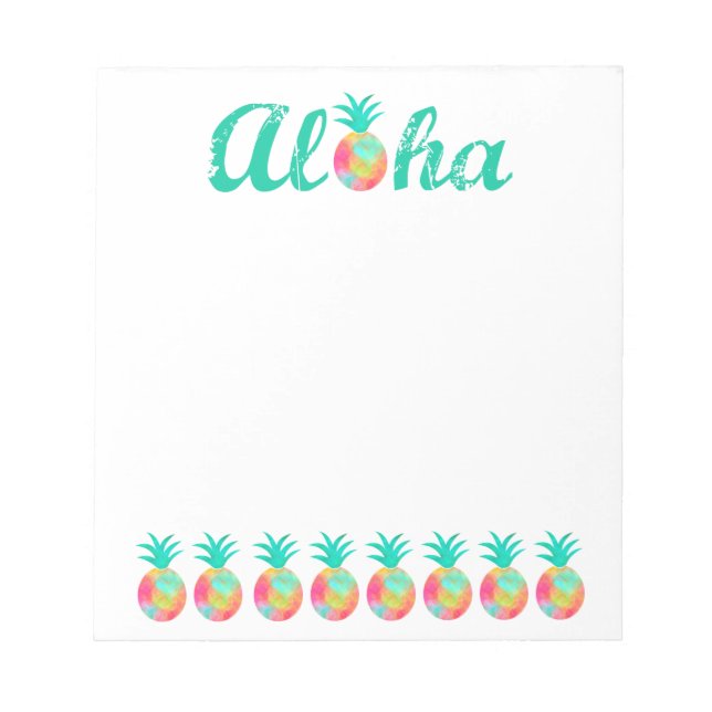 Aloha Pink Watercolor Pineapple Notepad (Front)
