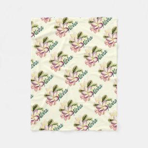 Aloha Plumeria Fleece Blanket
