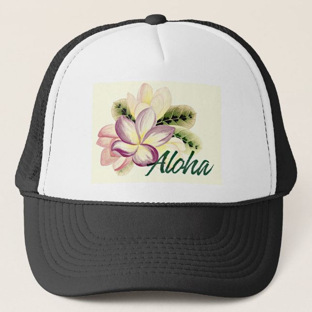 Aloha Plumeria Trucker Hat (Front)