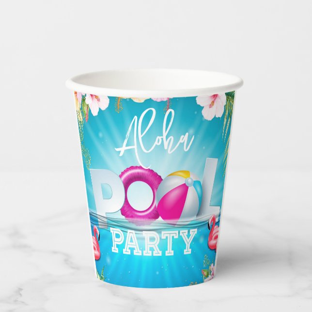 Aloha Pool Party Paper Cups (Front)