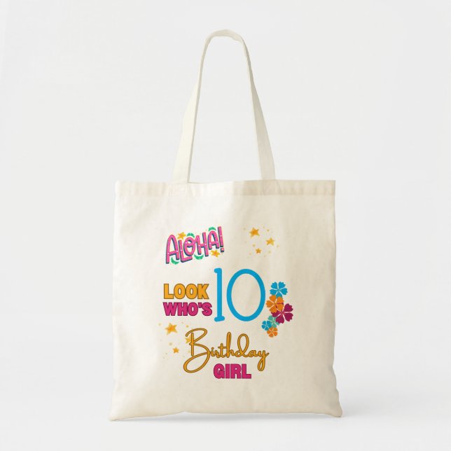 Aloha Pool Summer Birthday Party Colourful Theme Tote Bag (Front)