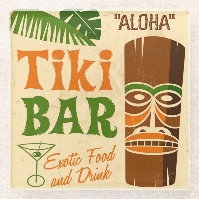Aloha Poster Glass Coaster (Front)