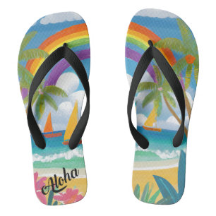 Aloha print slippers - flip flops
