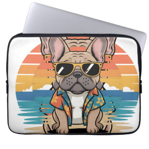 Aloha Pup  Cool French Bulldog Beach Vibes Laptop Sleeve