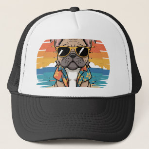 Aloha Pup Cool French Bulldog Beach Vibes Trucker Hat