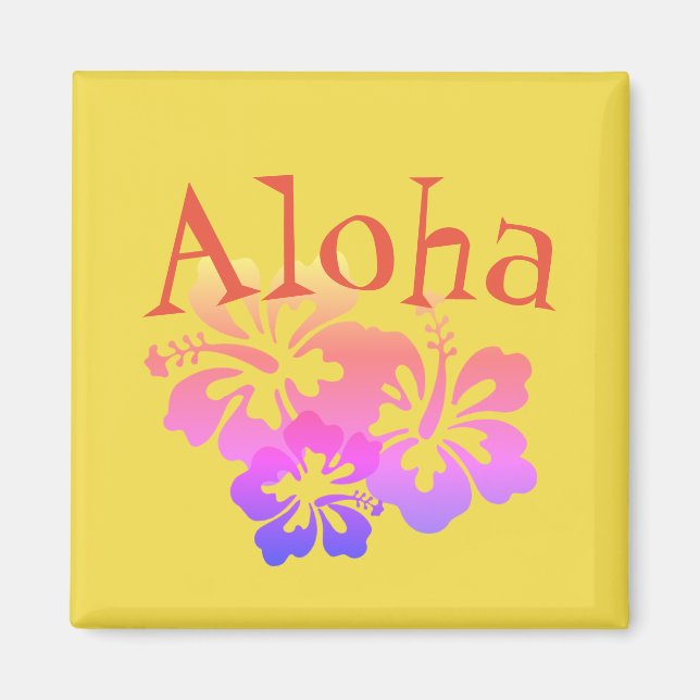 Aloha Rainbow Hibiscus Magnet (Front)