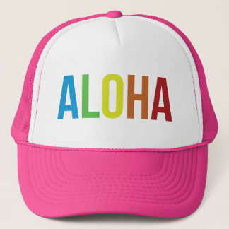 Aloha Rainbow Pink Trucker Hat