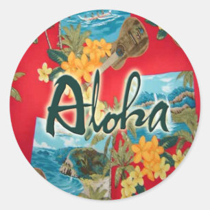 Aloha Red Classic Round Sticker