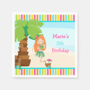 Aloha Red Hair Girl Party Napkin