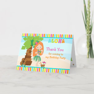 Aloha Red Hair Girl Thank You Card