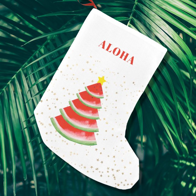 Aloha Red Watermelon Tree Small Christmas Stocking (Creator Uploaded)