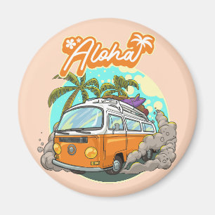 Aloha Retro Surf Van Magnet