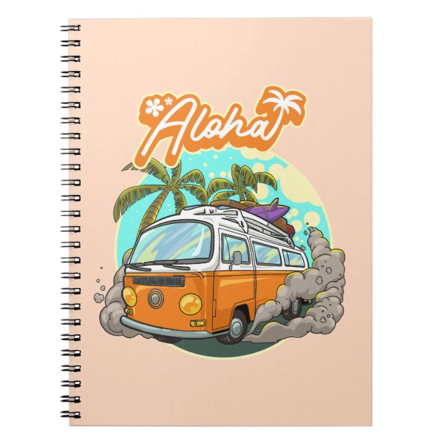 Aloha Retro Surf Van Notebook (Front)