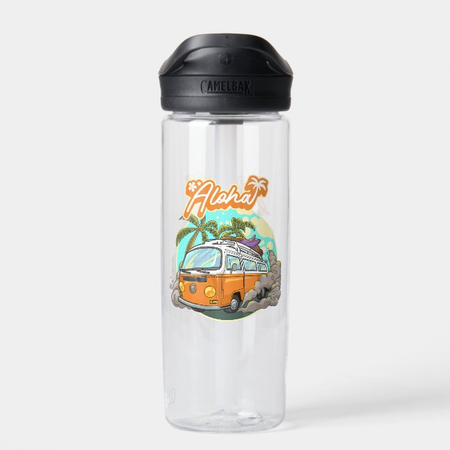 Aloha Retro Surf Van Water Bottle (Back)