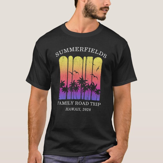 Aloha Retro Tropical Road Trip Matching Family Dad T-Shirt (Front)