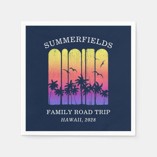 Aloha Retro Tropical Road Trip Matching Family Napkin (Front)