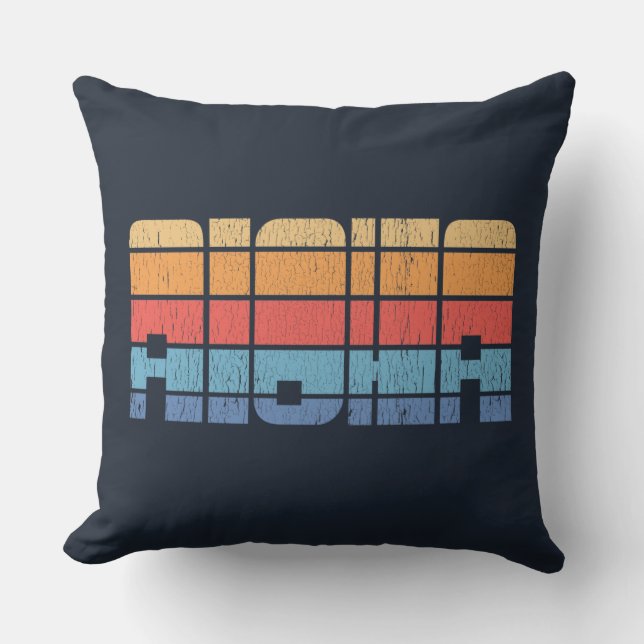 Aloha Retro Tropical Theme Distressed Housewarming Cushion (Front)