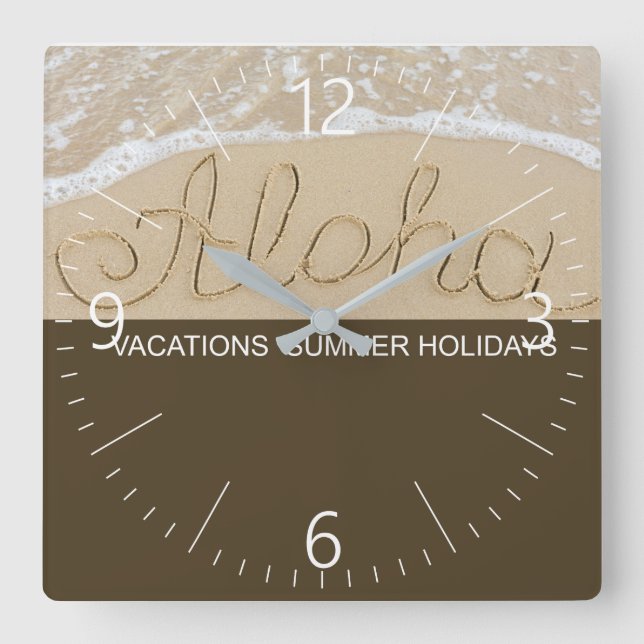 Aloha sand word square wall clock (Front)