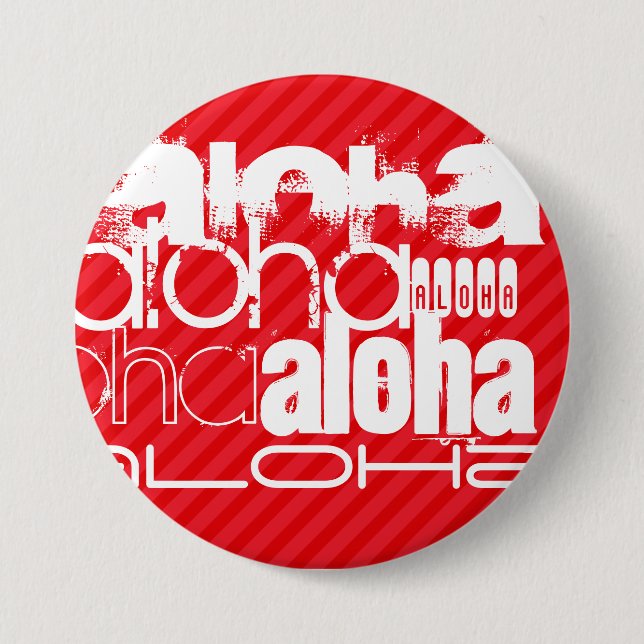 Aloha; Scarlet Red Stripes 7.5 Cm Round Badge (Front)