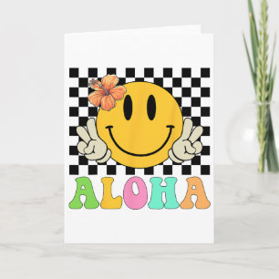 Aloha Shirt Happy Face Vacation Men Women Kids Haw Card