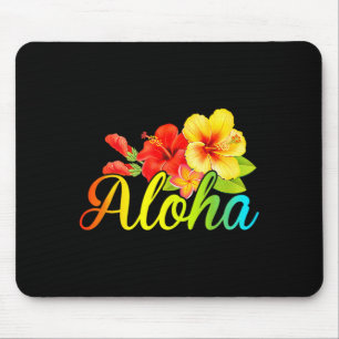 Aloha shirt hawaiian flower hawaii vacation women mouse pad