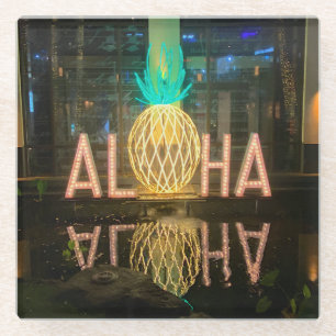 Aloha Sign #1 Glass Coaster