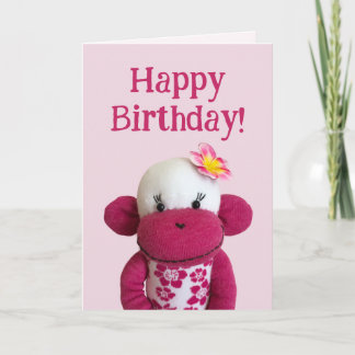 Aloha Sock Monkey Birthday Card