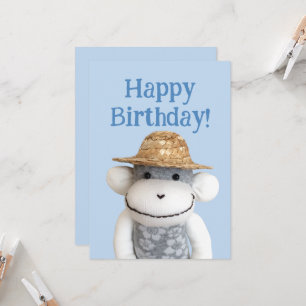 Aloha Sock Monkey Birthday Card