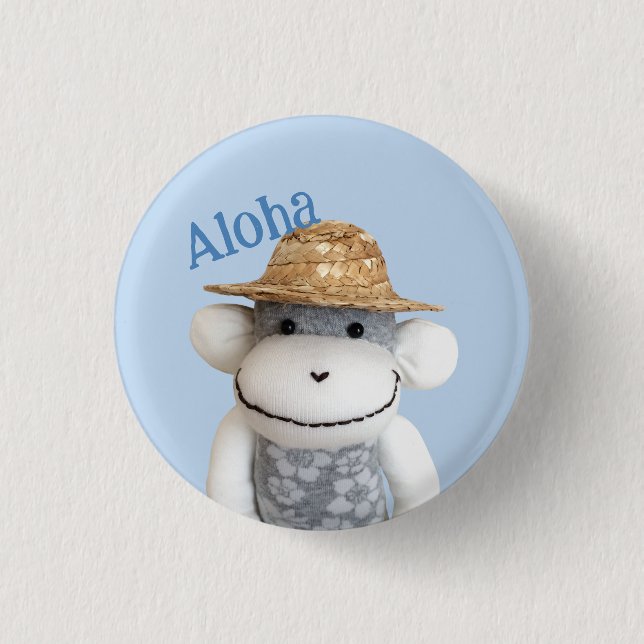 Aloha Sock Monkey(Boy) 3 Cm Round Badge (Front)