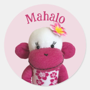 Aloha Sock Monkey Classic Round Sticker