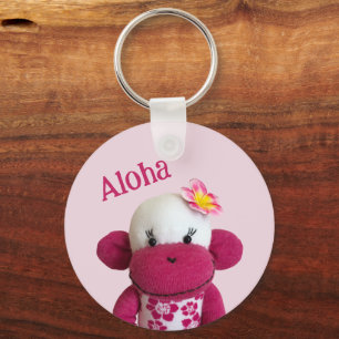 Aloha Sock Monkey Key Ring