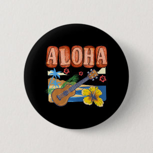 Aloha Spam Hawaii Ukulele - Waikiki Beach 6 Cm Round Badge