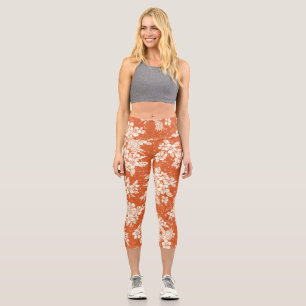 Aloha Spirit: Hibiscus-Pineapple Harmony. Capri Leggings