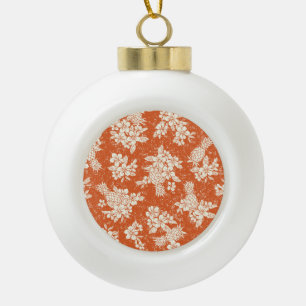 Aloha Spirit: Hibiscus-Pineapple Harmony. Ceramic Ball Christmas Ornament