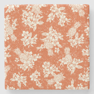 Aloha Spirit: Hibiscus-Pineapple Harmony. Stone Coaster